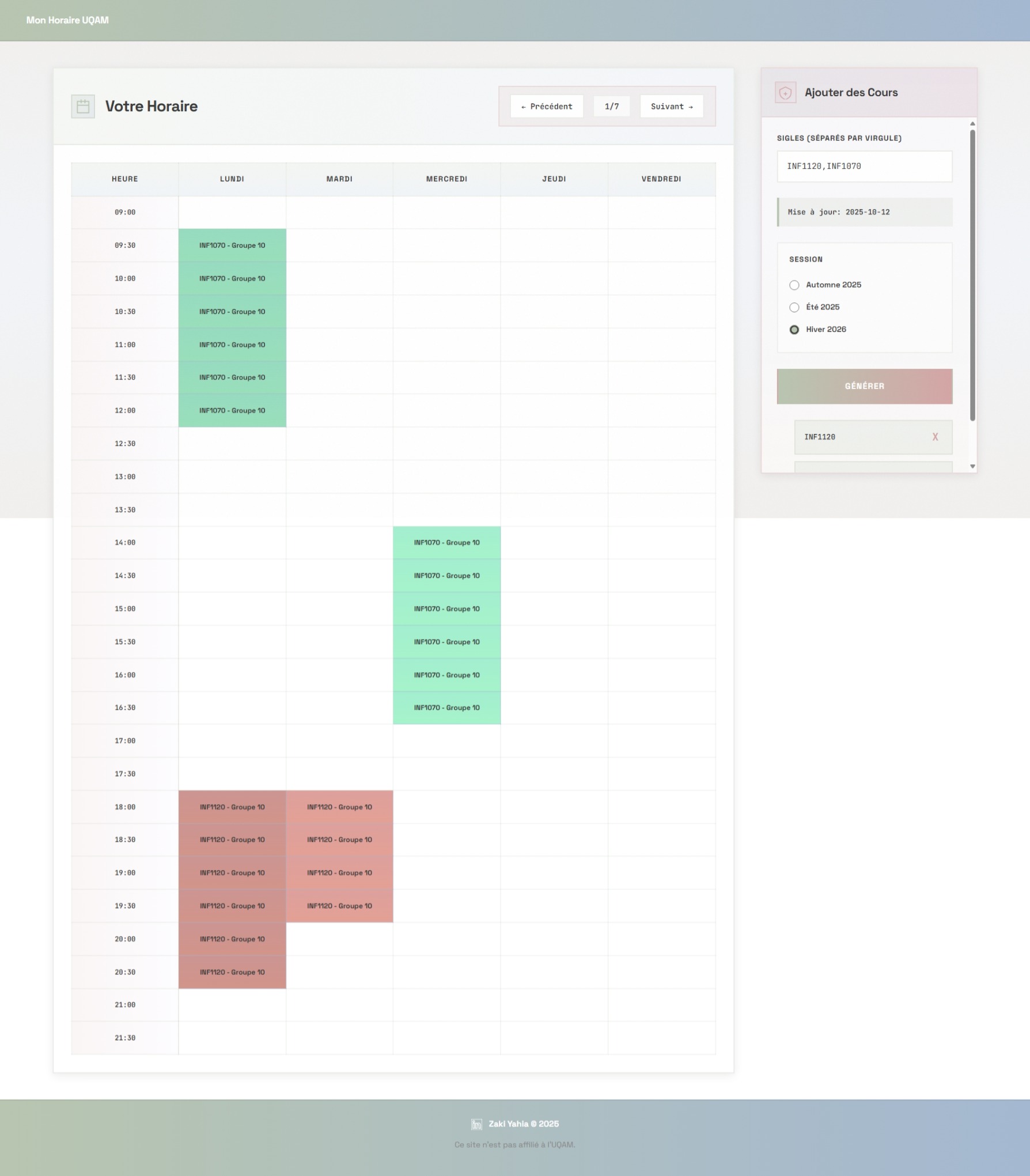 Générateur d'horaires